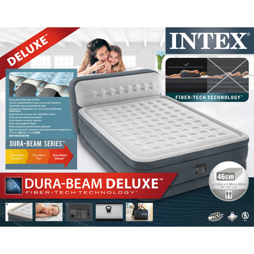 Intex Pat gonflabil Dura-Beam Deluxe Ultra Plush Headboard Queen 86cm