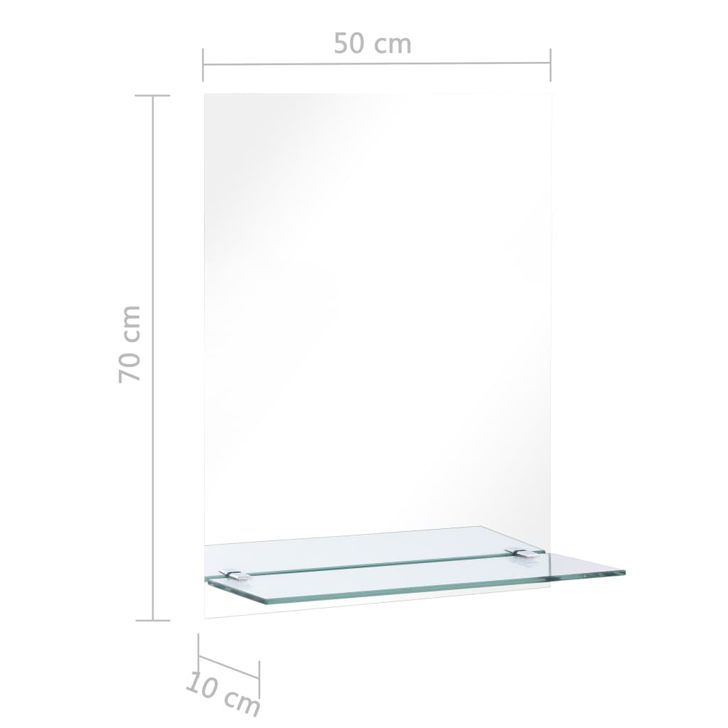 vidaXL Oglindă de perete cu raft, 50 x 70 cm, sticlă securizată