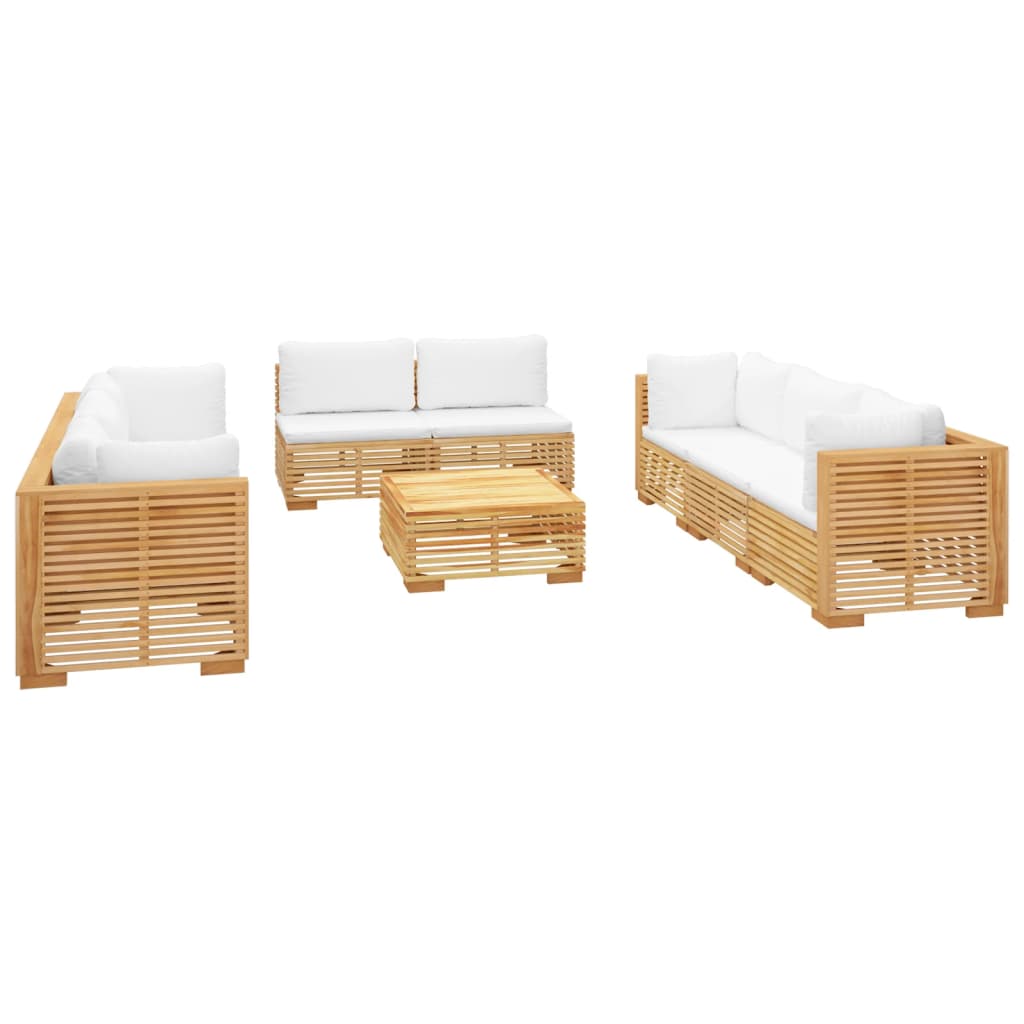 vidaXL Set mobilier grădină cu perne, 9 piese, lemn masiv de tec