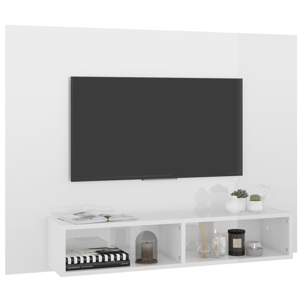 vidaXL Comodă TV de perete, alb extralucios, 120x23,5x90 cm, PAL