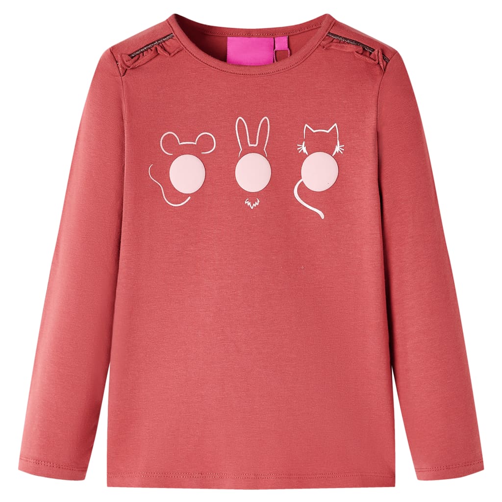 Tricou pentru copii cu mâneci lungi, roz ars, 92