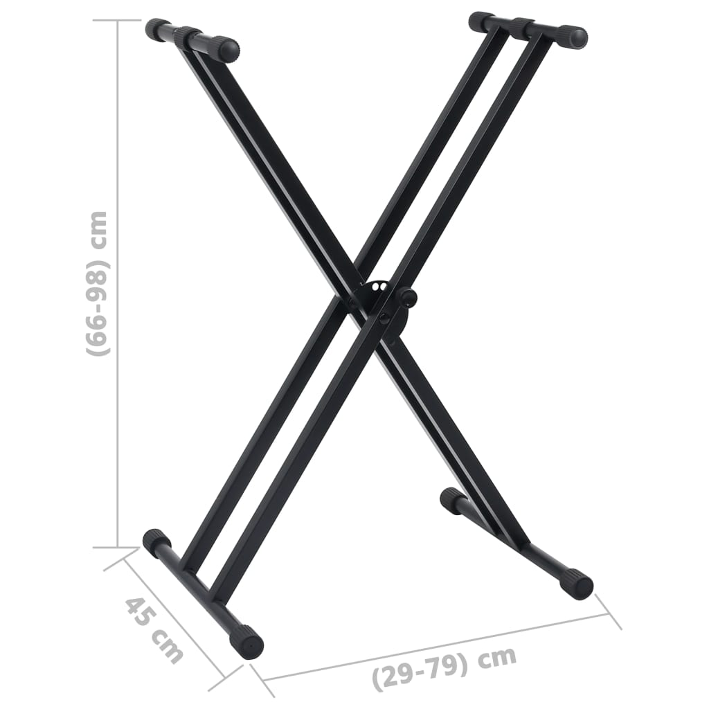 vidaXL Set suport de claviatură dublu și taburet, negru