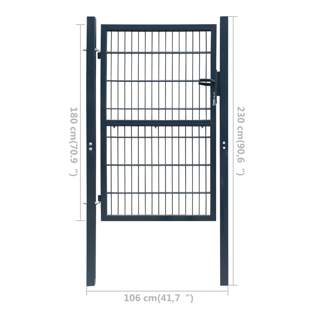 vidaXL Poartă pentru gard 2D (simplă), gri antracit, 106x230 cm