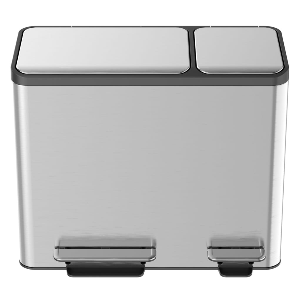 EKO Coș de gunoi cu pedală EcoCasa, argintiu mat, 3x15 L