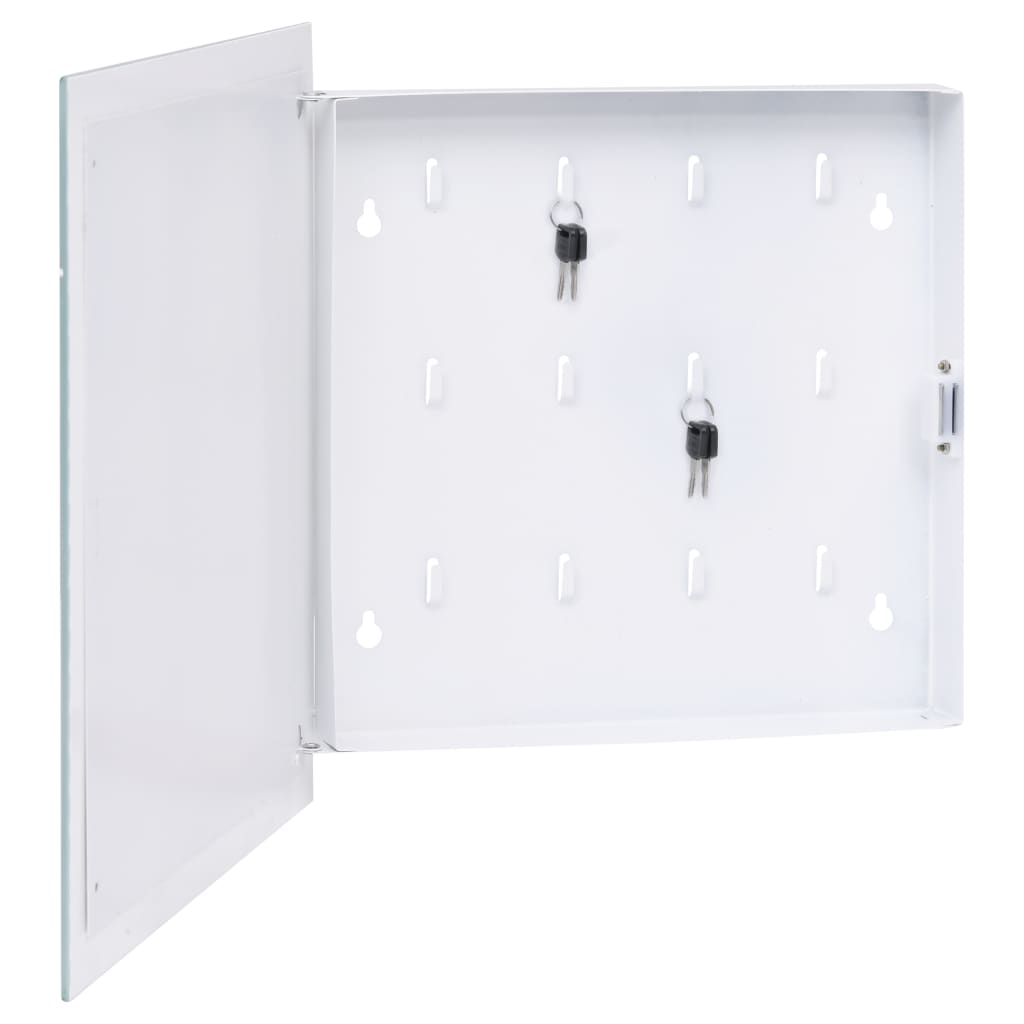 vidaXL Casetă pentru chei cu tablă magnetică, alb, 35 x 35 x 5,5 cm