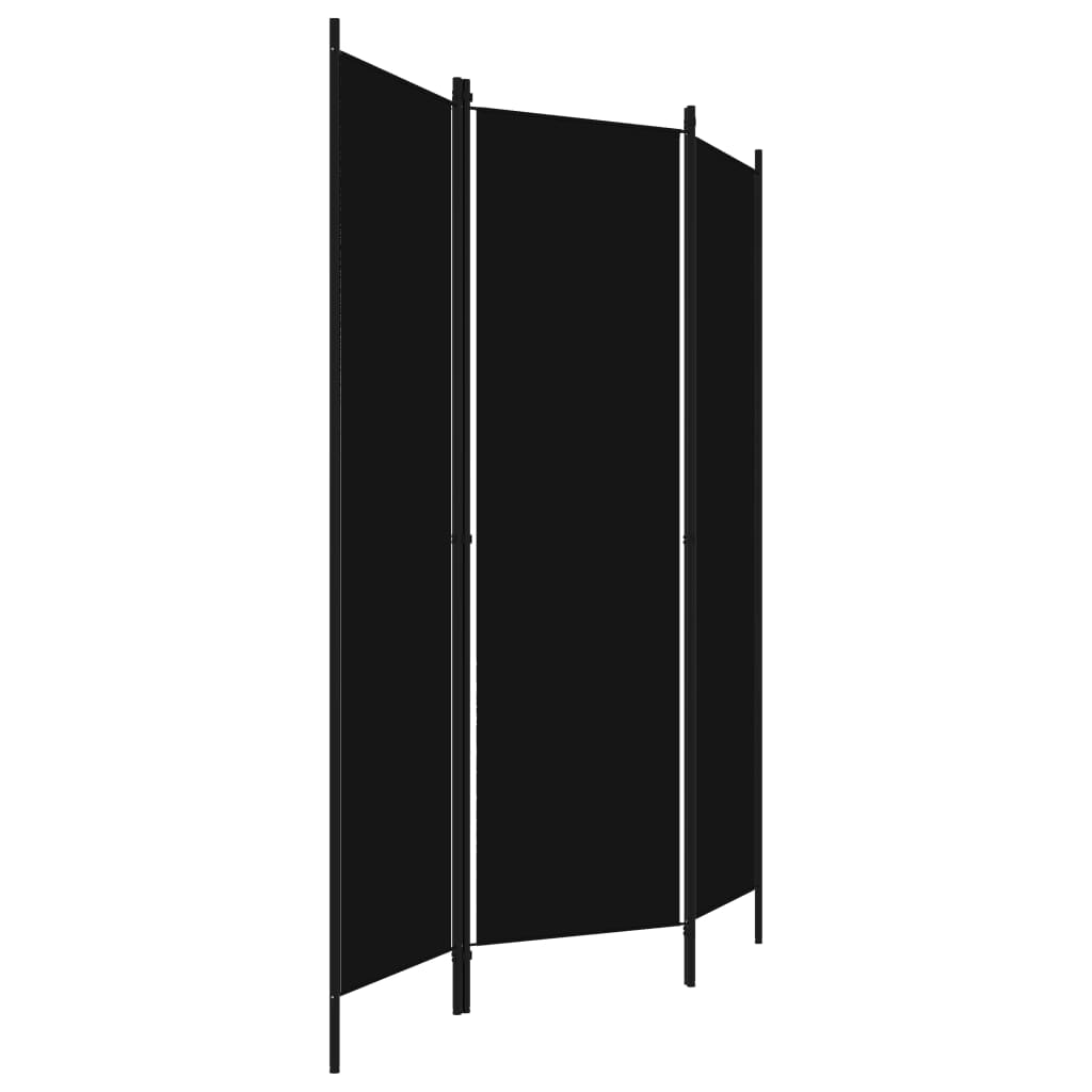 vidaXL Paravan de cameră cu 3 panouri, negru, 150 x 180 cm