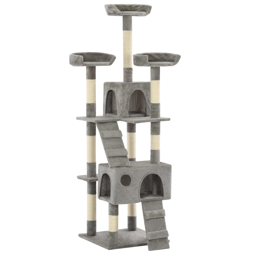 vidaXL Ansamblu pentru pisici cu stâlpi funie sisal, 170 cm, gri