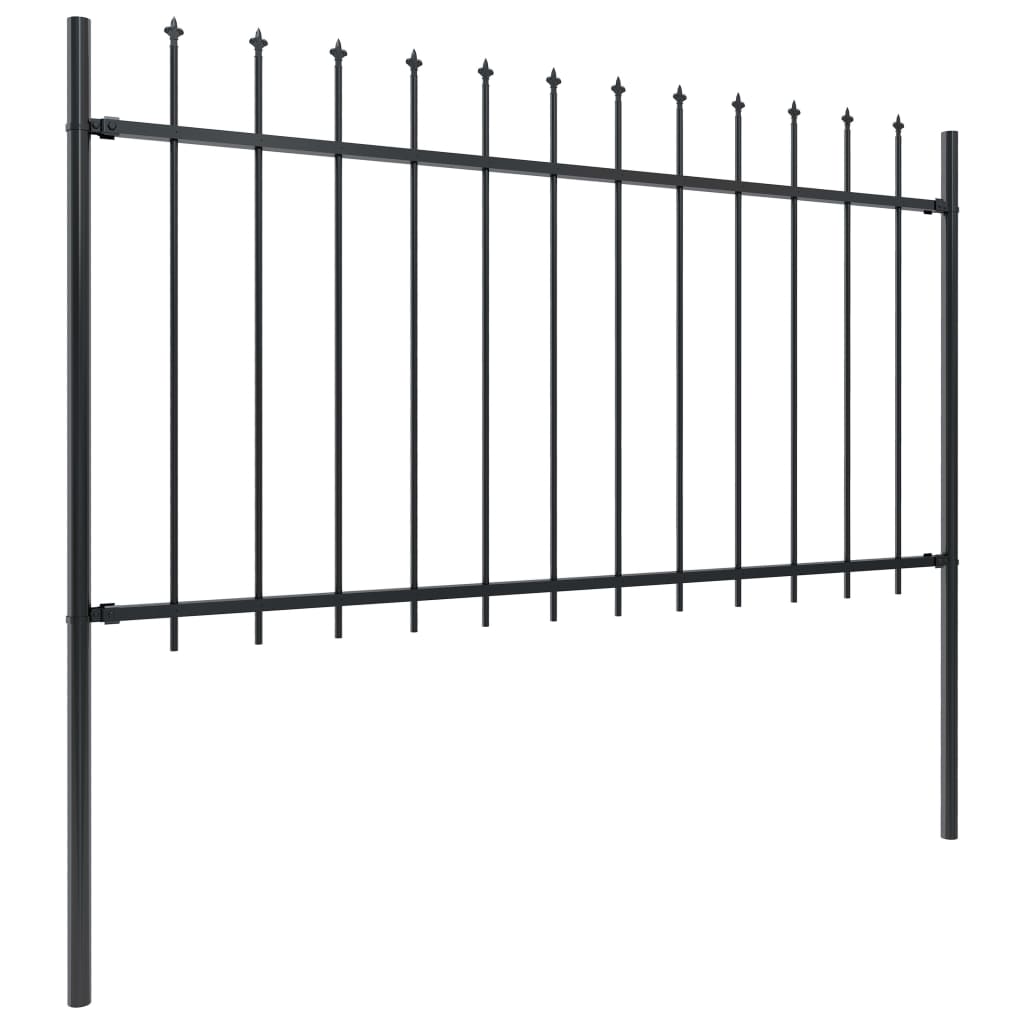 vidaXL Gard de grădină cu vârf suliță, negru, 15,3 m, oțel