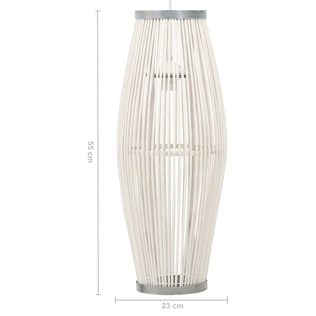 vidaXL Lampă suspendată, alb, 23x55 cm, răchită, 40 W, oval, E27
