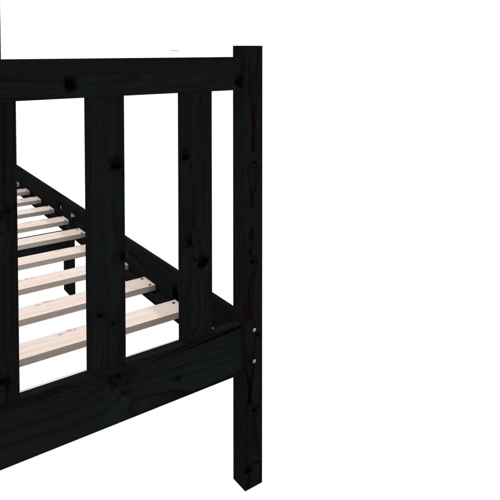 vidaXL Cadru pat, negru, 140x190 cm, lemn masiv de pin
