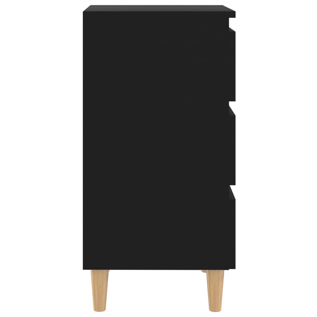 vidaXL Noptieră cu picioare lemn masiv, negru, 40x35x69 cm