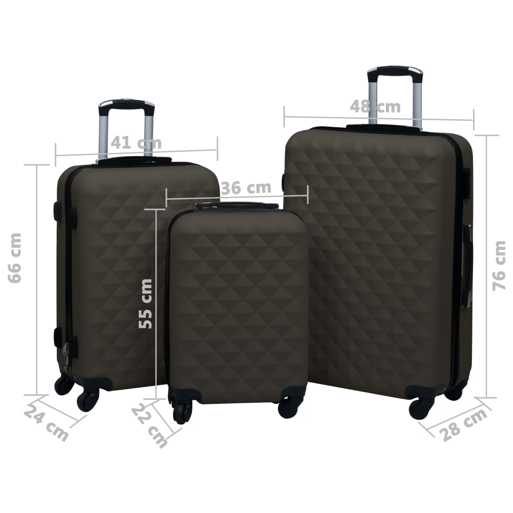 vidaXL Set de valize cu carcasă rigidă, 3 piese, antracit, ABS