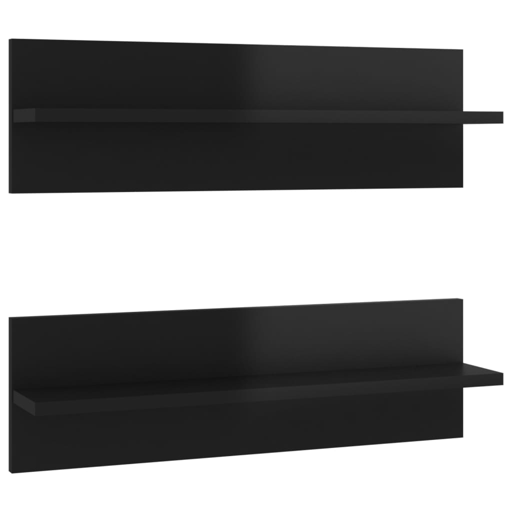 vidaXL Rafturi de perete 2 buc., negru extralucios, 60x11,5x18 cm, PAL