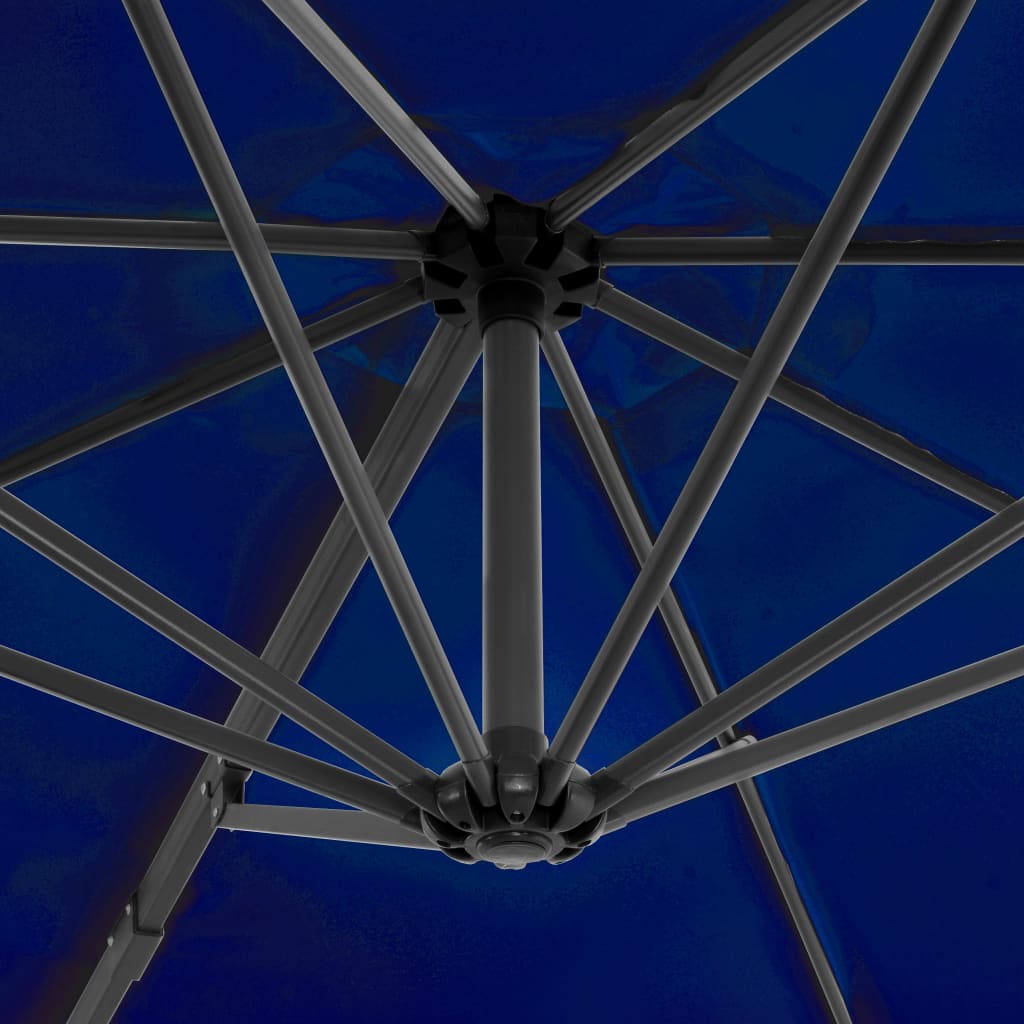 vidaXL Umbrelă suspendată cu stâlp aluminiu, albastru azuriu, 300 cm