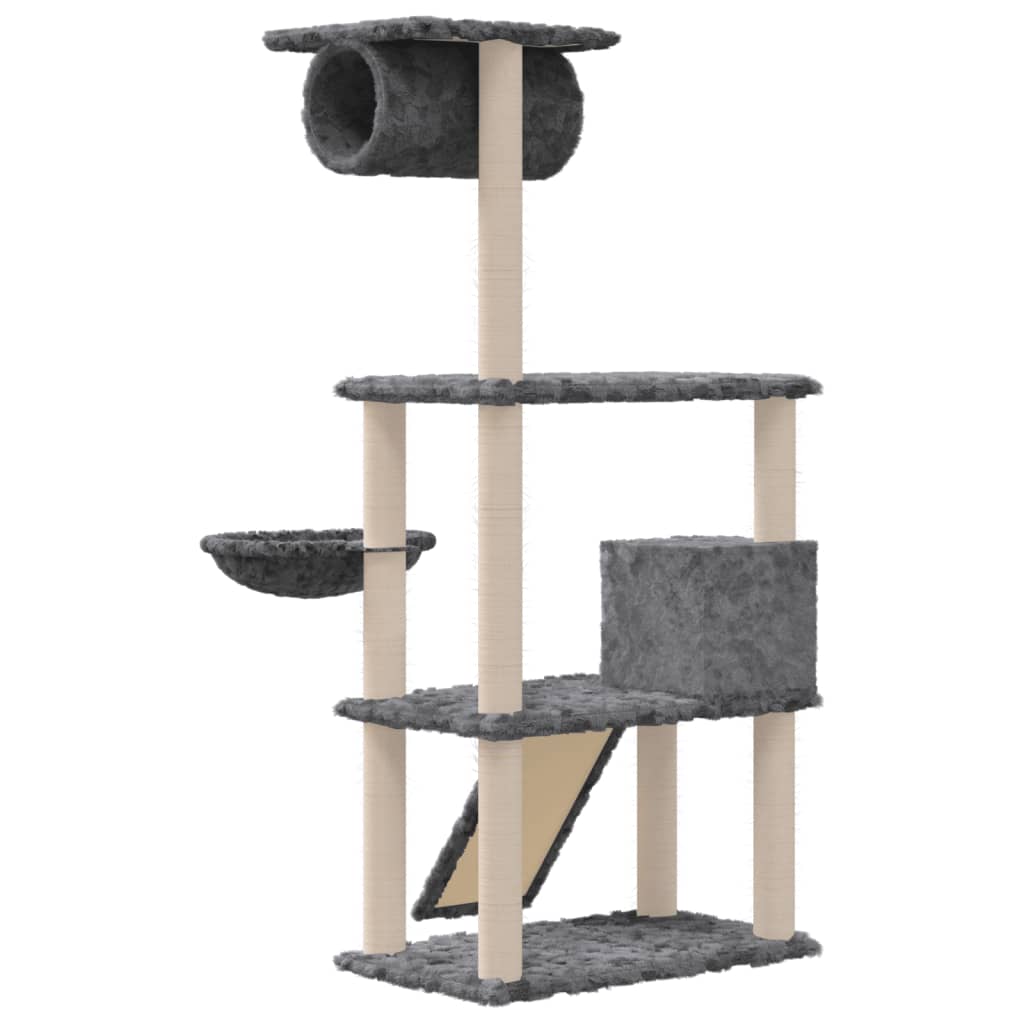 vidaXL Ansamblu de pisici, stâlpi din funie sisal, gri închis, 131 cm