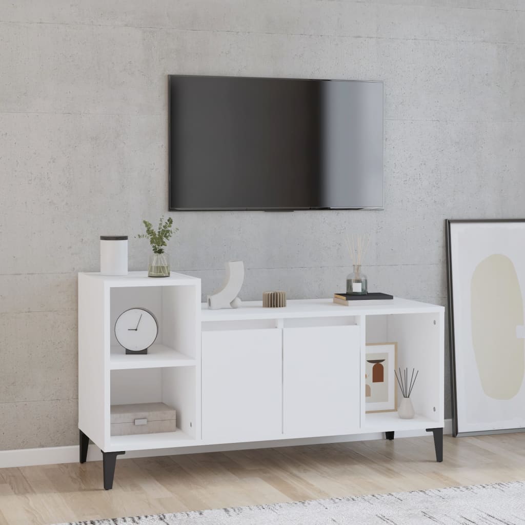 vidaXL Comodă TV, alb, 100x35x55 cm, lemn prelucrat