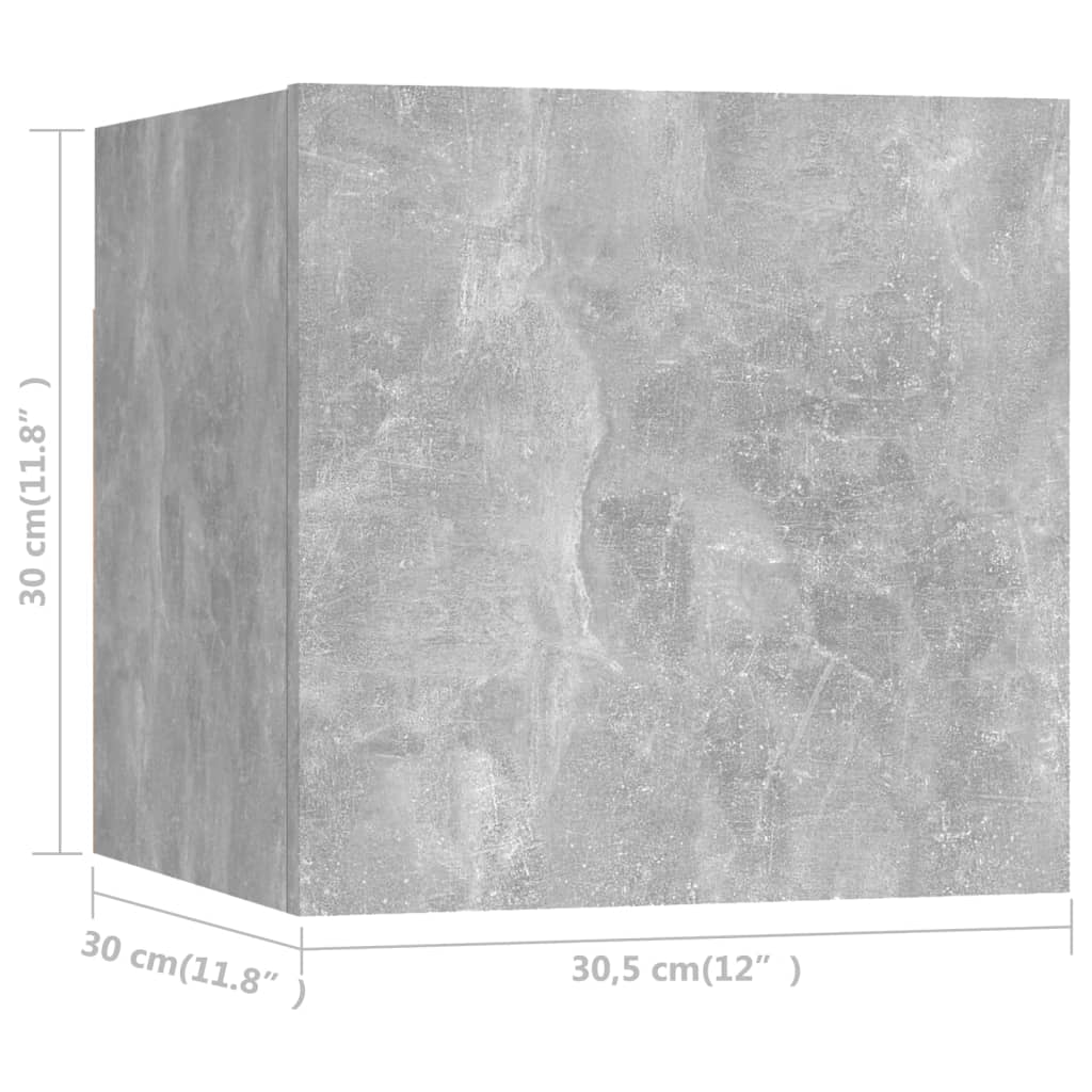 vidaXL Dulap TV montaj pe perete, gri beton, 30,5x30x30 cm