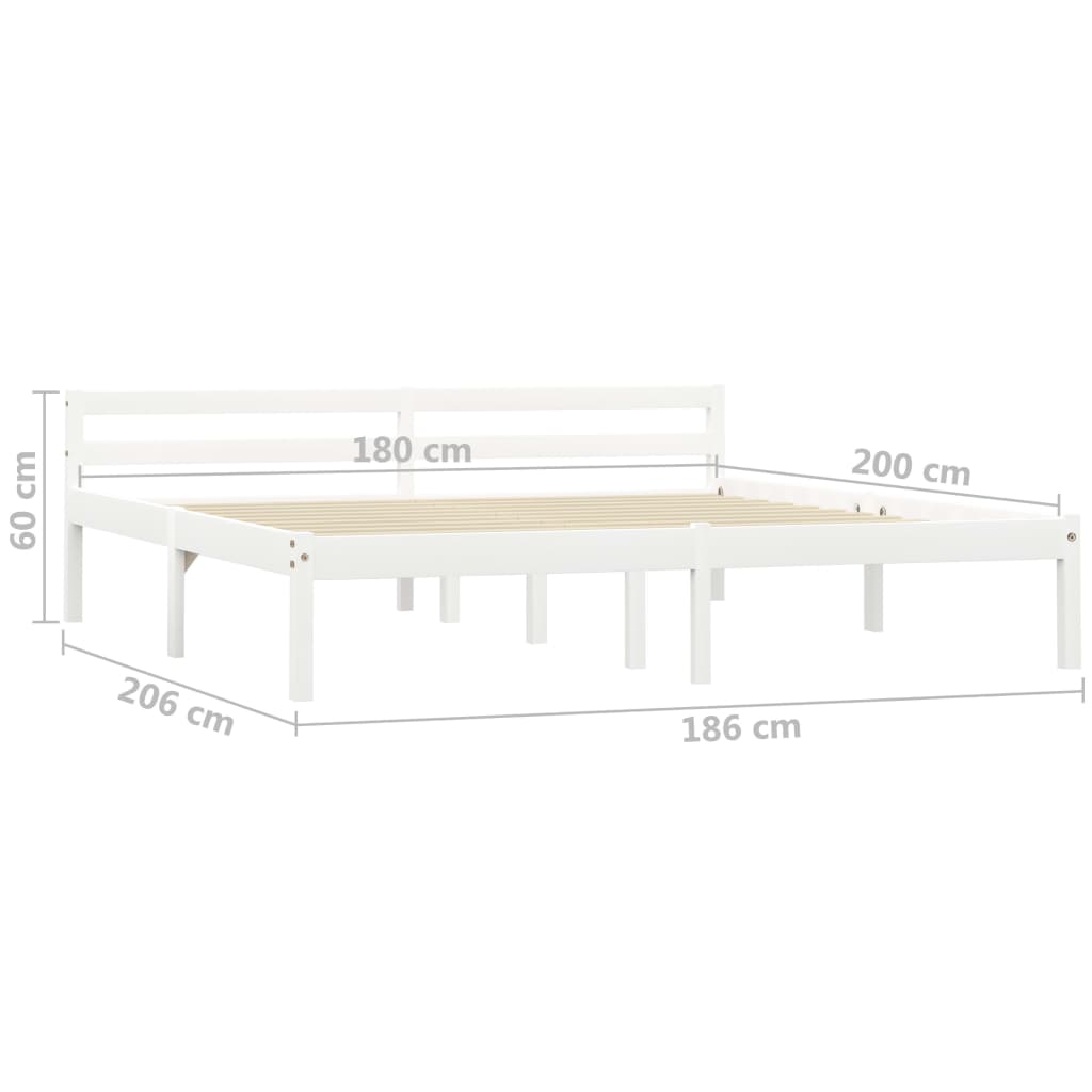 vidaXL Cadru de pat, alb, 180 x 200 cm, lemn masiv de pin