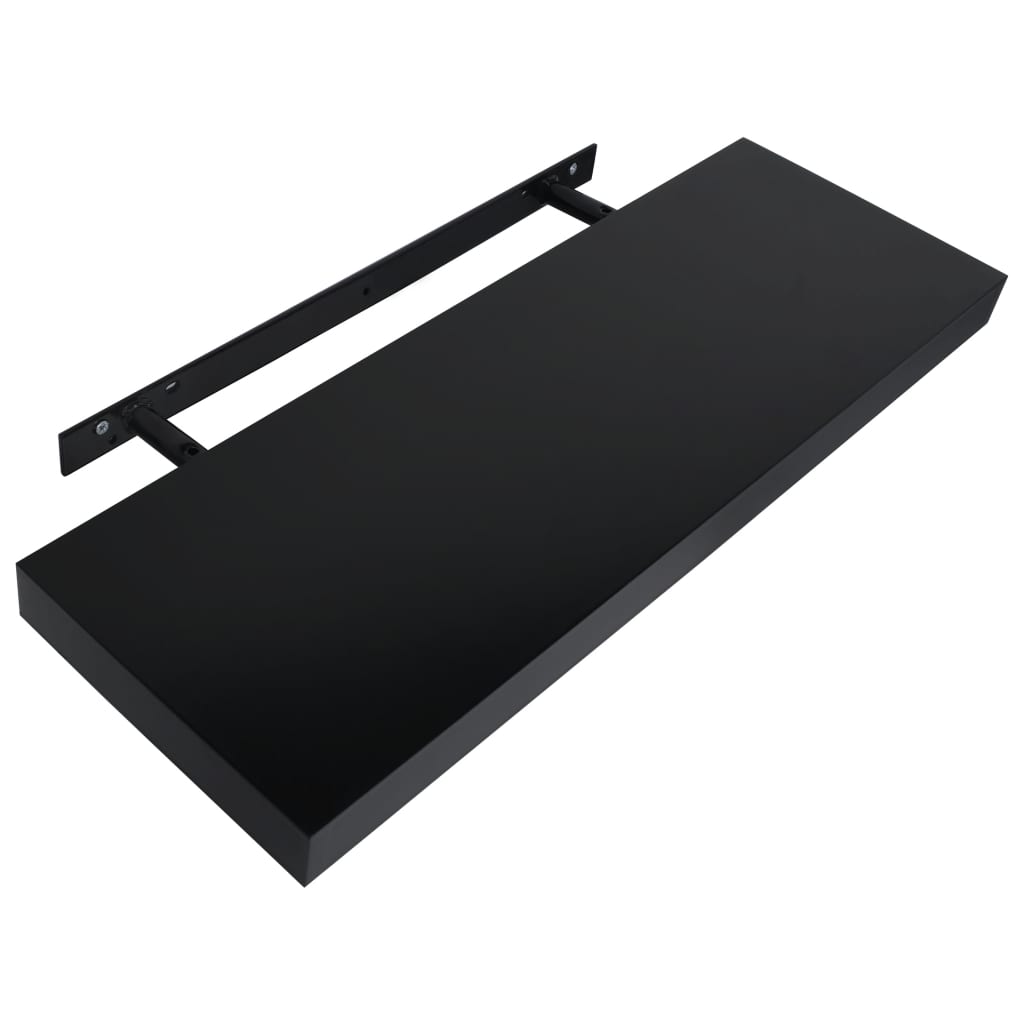vidaXL Rafturi de perete suspendate, 2 buc., negru, 60x20x3,8 cm