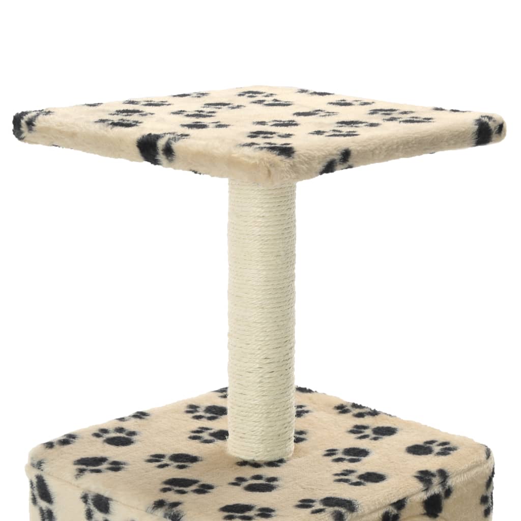 vidaXL Ansamblu pisici, stâlp funie sisal, bej, 55 cm, imprimeu lăbuțe
