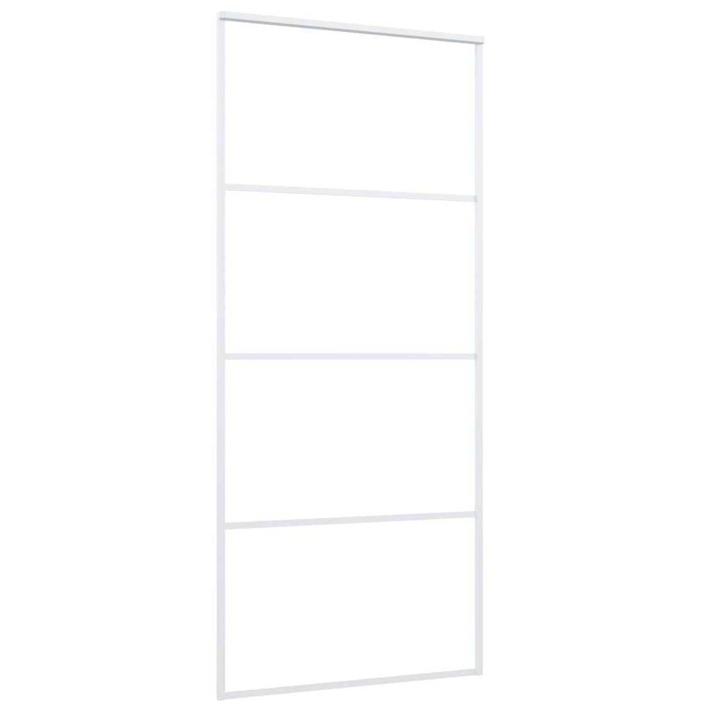 vidaXL Ușă glisantă, alb, 90x205 cm, sticlă ESG mată și aluminiu