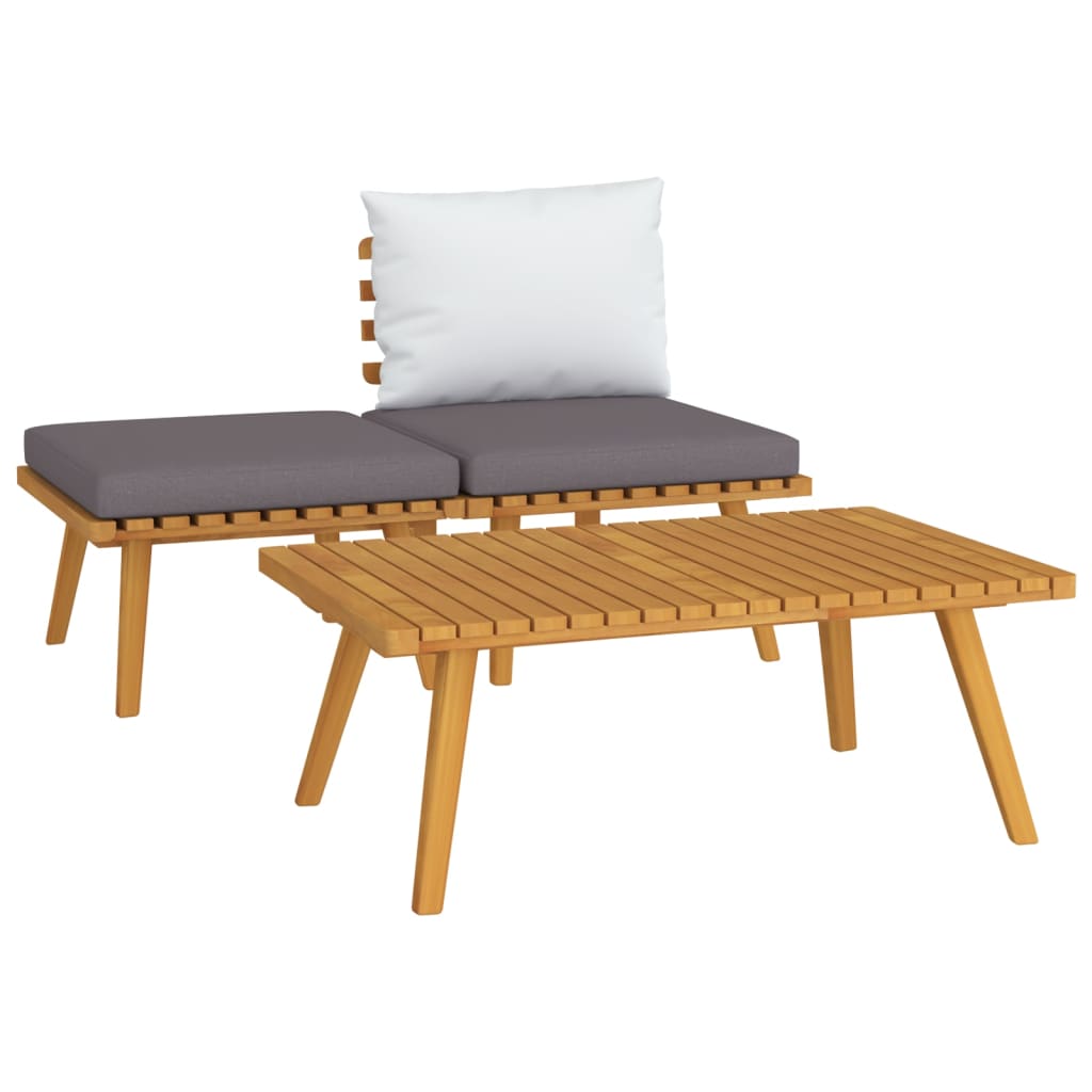 vidaXL Set mobilier de grădină cu perne, 3 piese, lemn masiv acacia