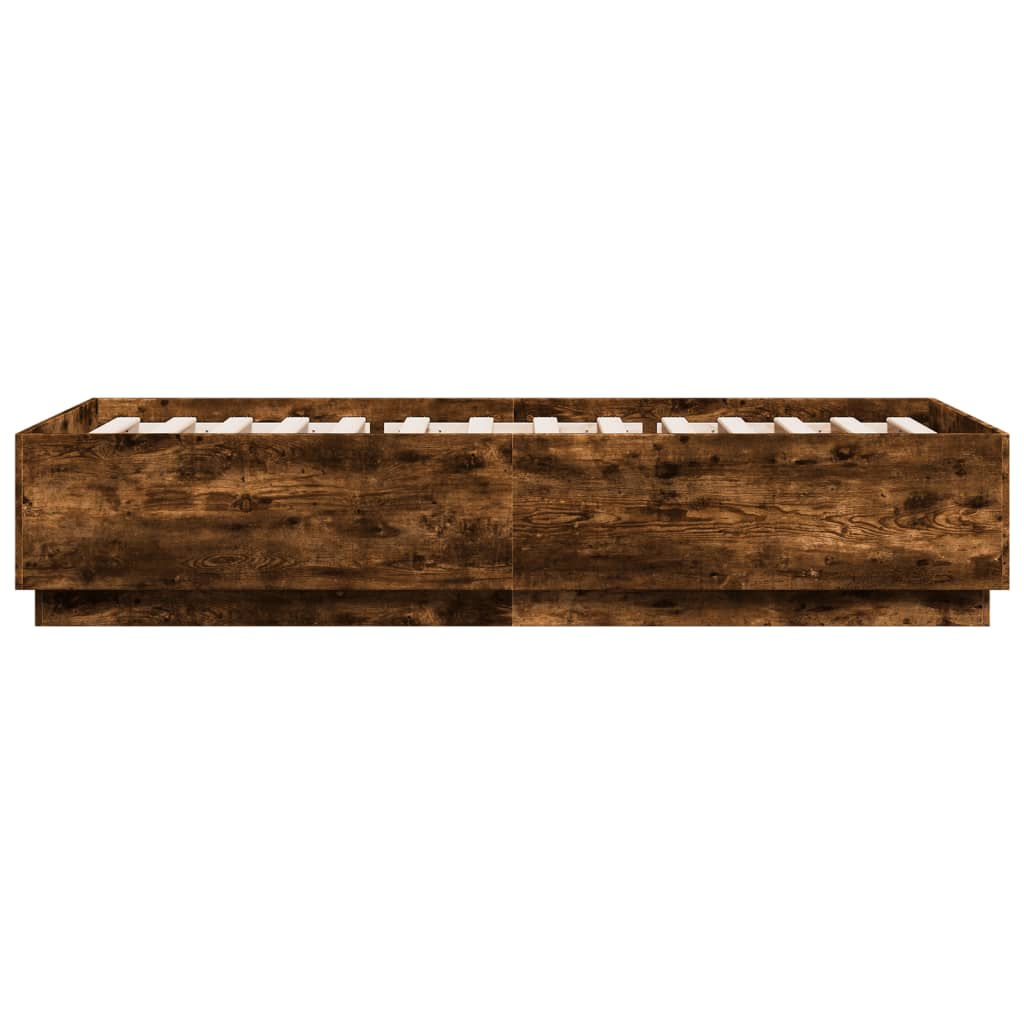 vidaXL Cadru de pat, stejar fumuriu, 100x200 cm, lemn prelucrat