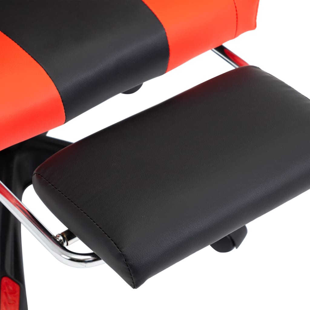 vidaXL Scaun de racing suport picioare, roșu și negru, piele ecologică