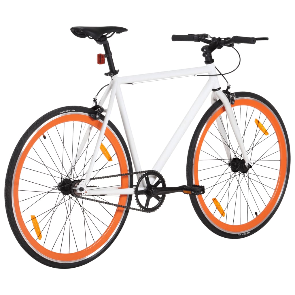 vidaXL Bicicletă cu angrenaj fix, alb și portocaliu, 700c, 59 cm