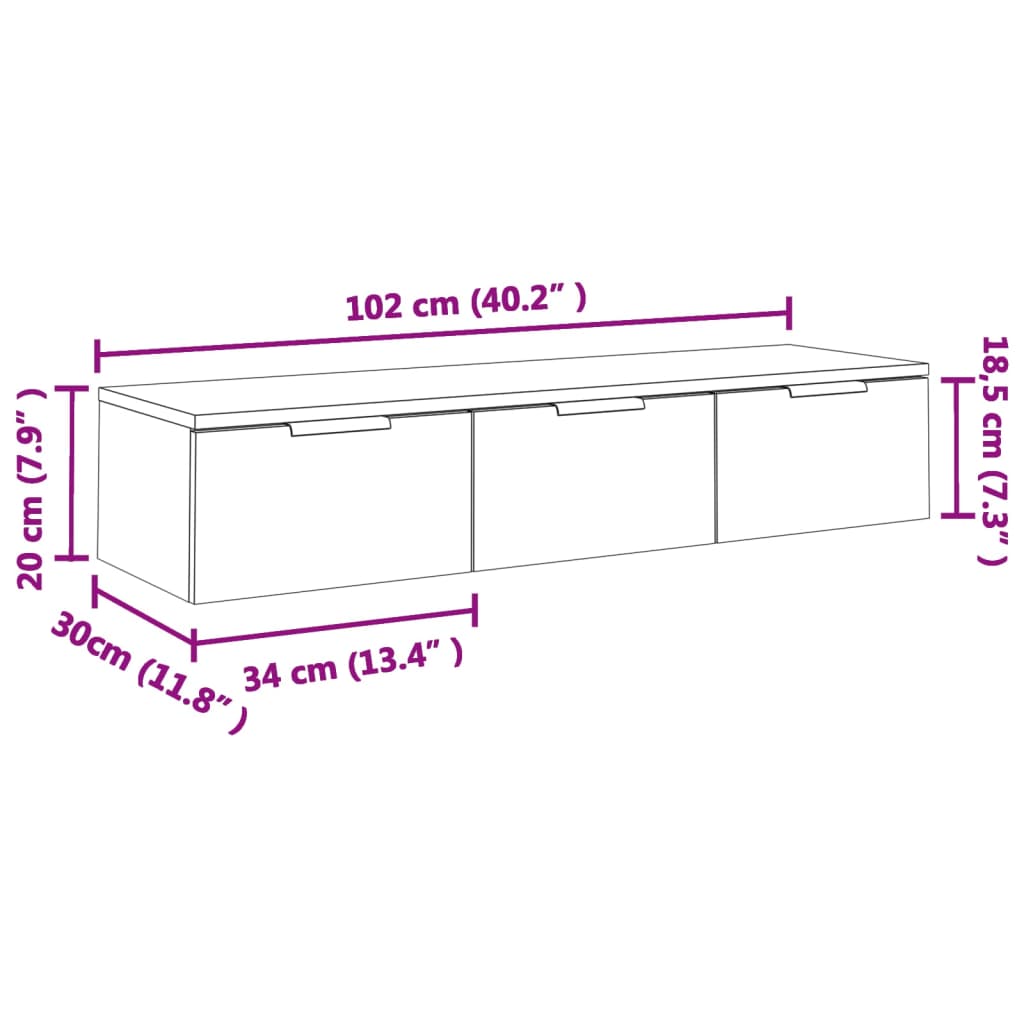 vidaXL Dulap de perete, alb, 102x30x20 cm, lemn compozit