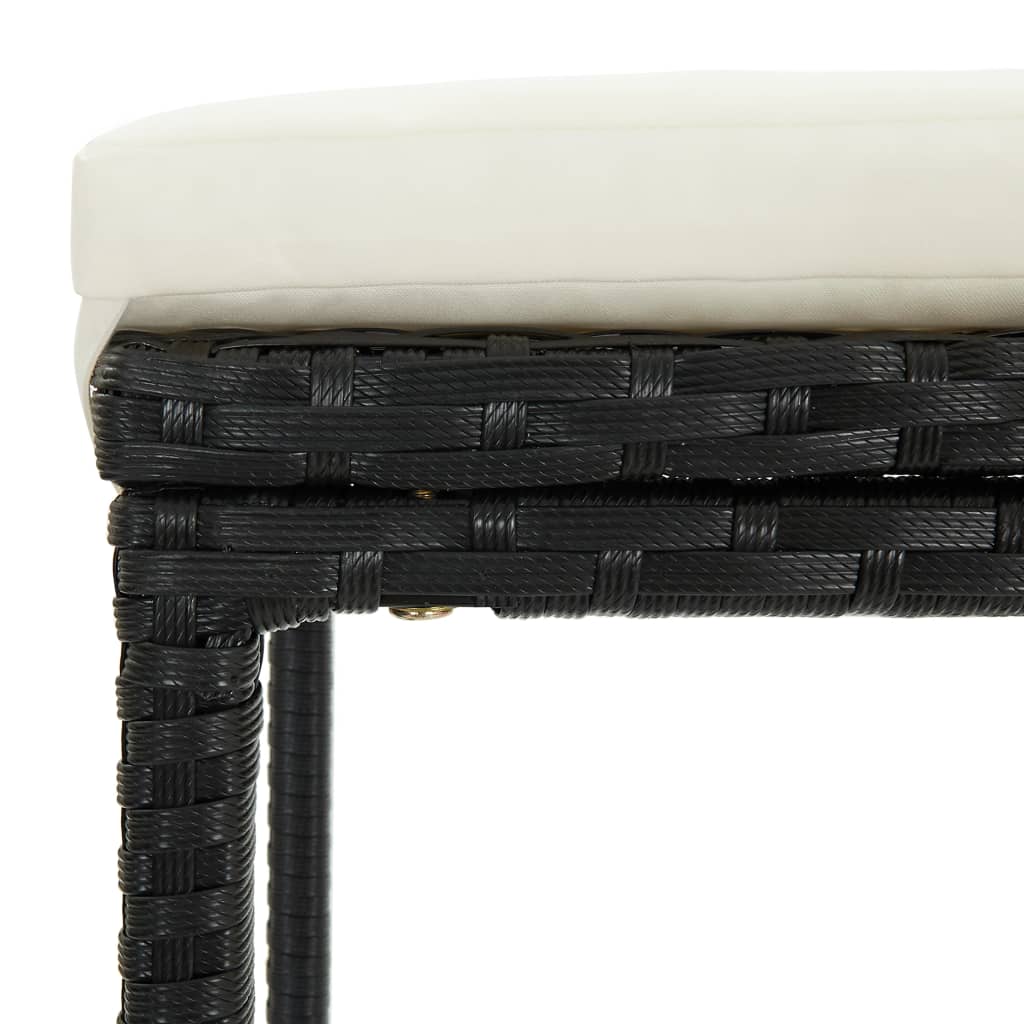 vidaXL Set mobilier bar de grădină cu perne, 7 piese, negru, poliratan