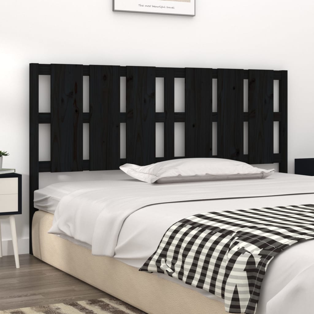 vidaXL Tăblie de pat, negru, 185,5x4x100 cm, lemn masiv de pin