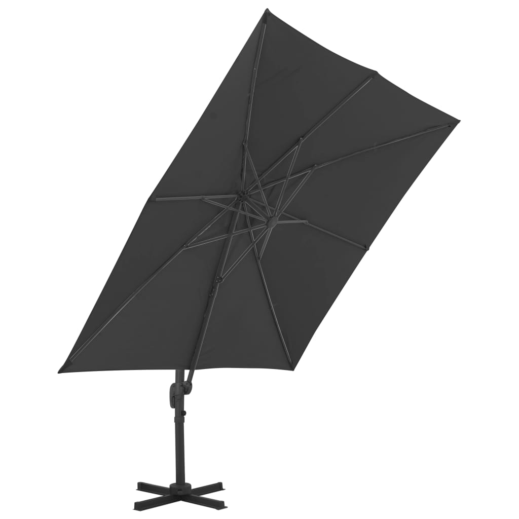 vidaXL Umbrelă suspendată cu stâlp din aluminiu, negru, 3 x 3 m