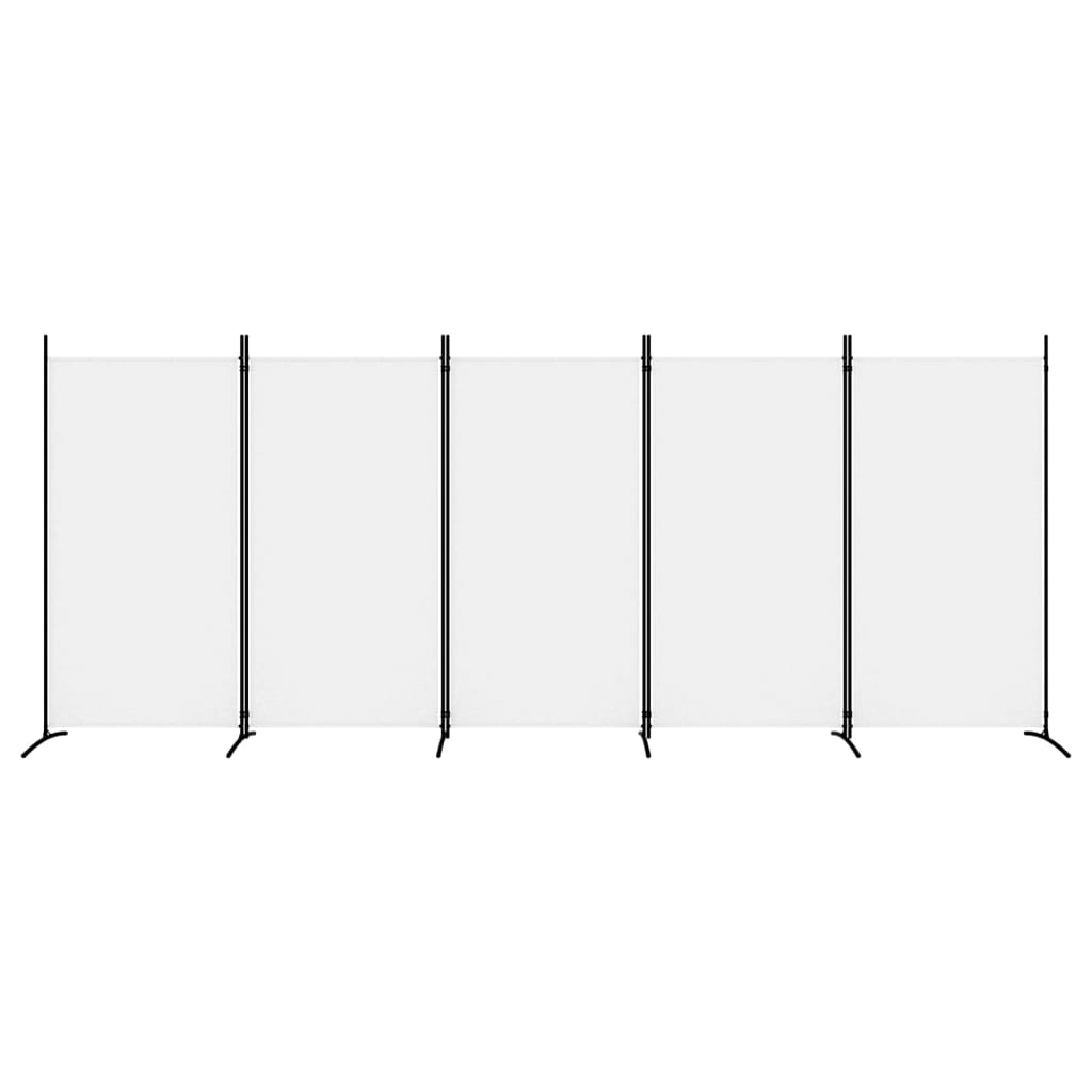 vidaXL Paravan de cameră cu 5 panouri, Alb, 433x180 cm, textil