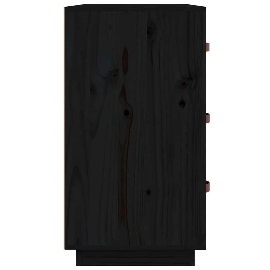 vidaXL Servantă, negru, 80x40x75 cm, lemn masiv de pin
