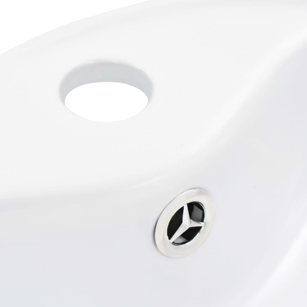 vidaXL Chiuvetă cu preaplin, alb, 36x13 cm, ceramică