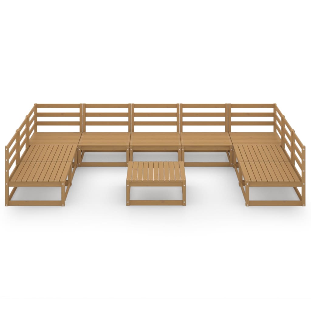 vidaXL Set mobilier de grădină, 10 piese, lemn masiv pin