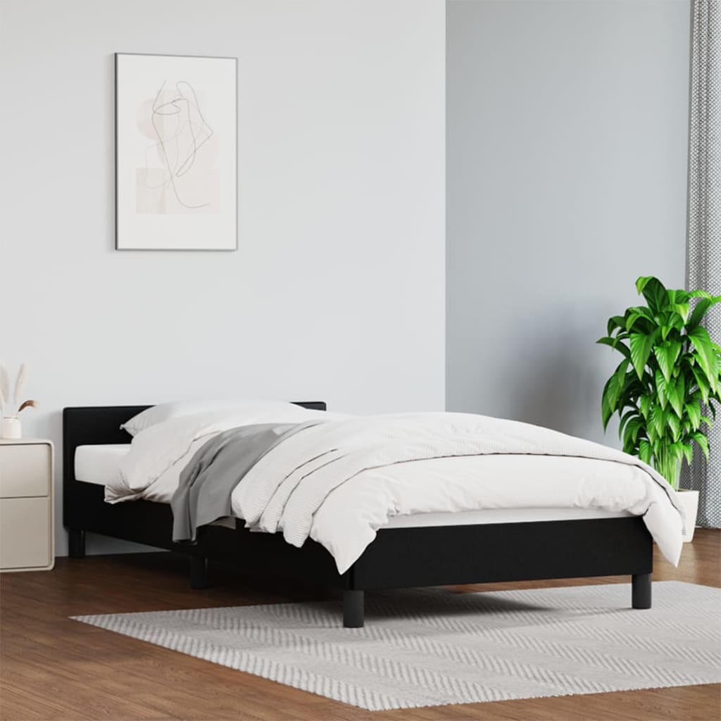 vidaXL Cadru de pat cu tăblie, negru, 80x200 cm, piele ecologică