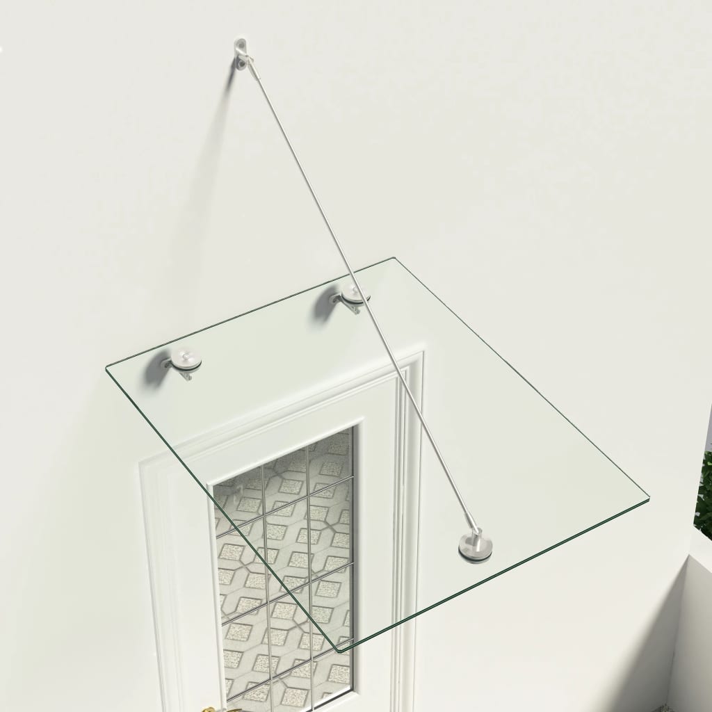vidaXL Copertină sticlă securizată VSG pentru intrare, 90x75 cm, oțel