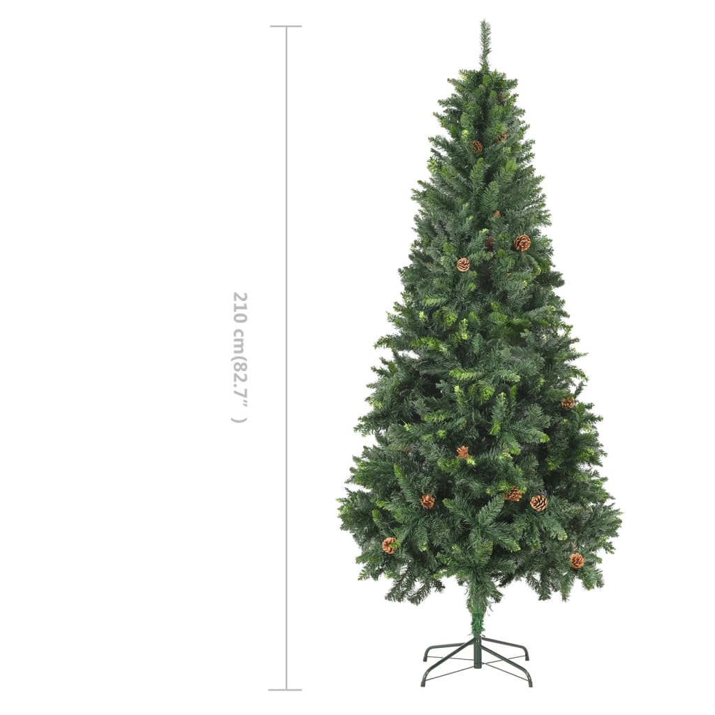 vidaXL Brad de Crăciun artificial cu conuri de pin, verde, 210 cm