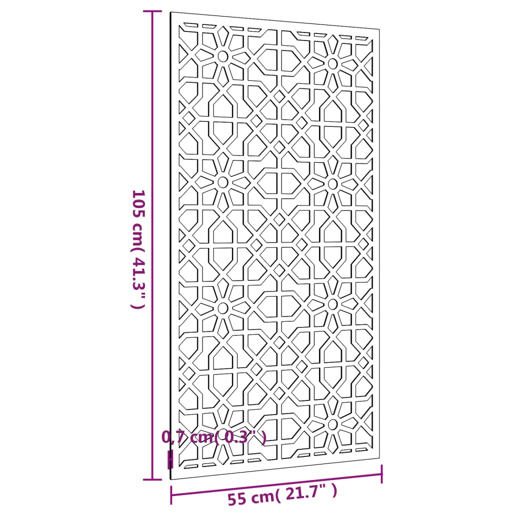 vidaXL Decor perete de grădină 105x55 cm design Maur oțel Corten