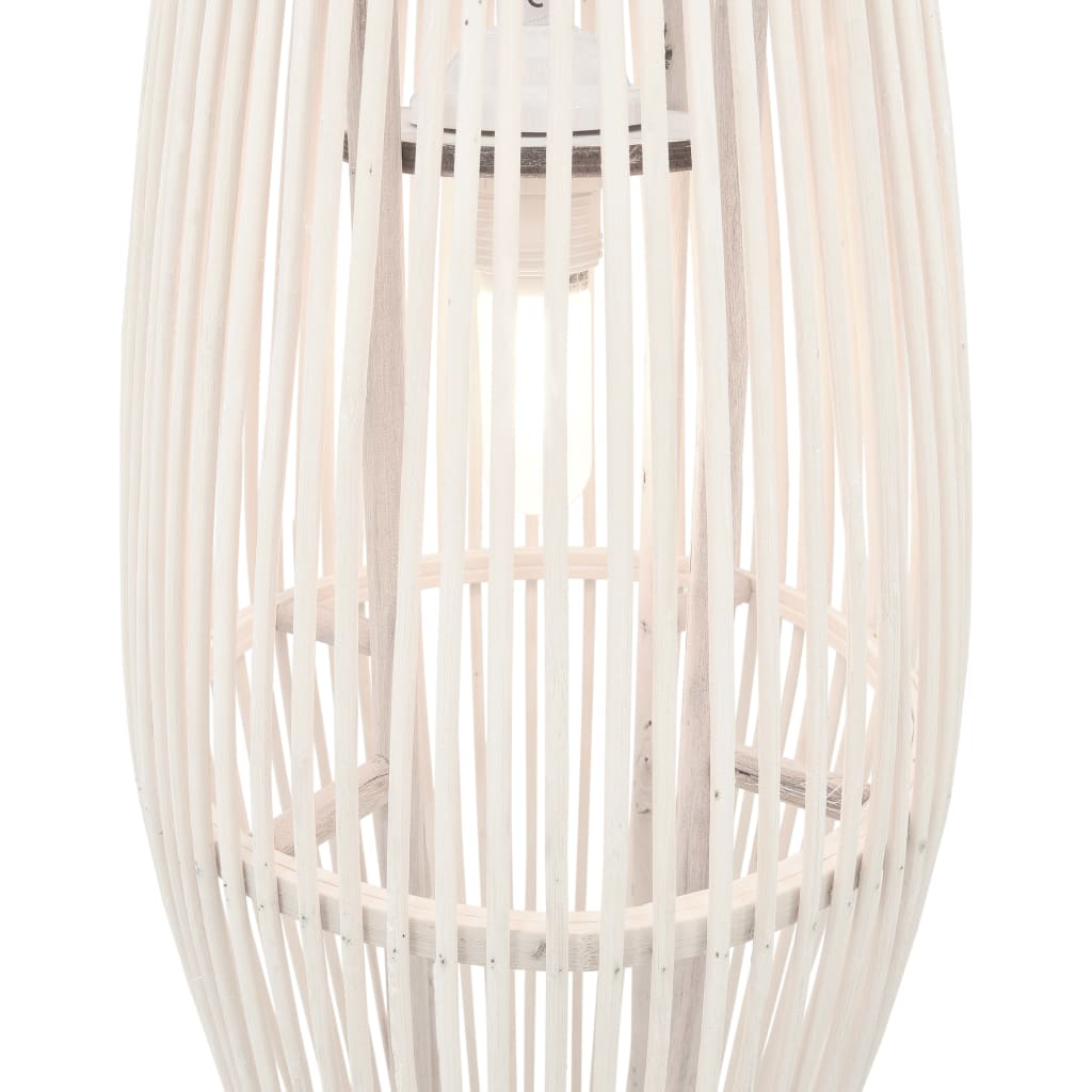 vidaXL Lampă suspendată, alb, 25x62 cm, răchită, 40 W, oval, E27