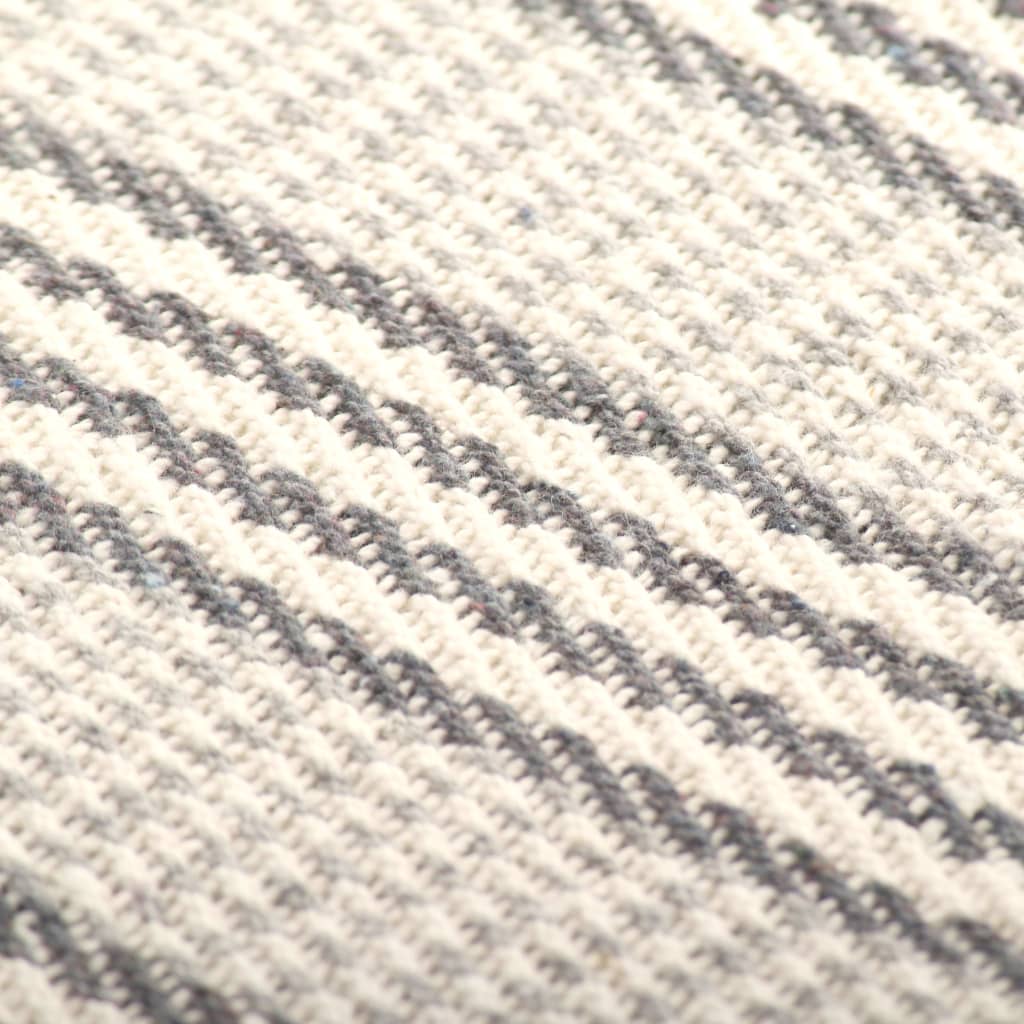vidaXL Pătură decorativă cu dungi, bumbac, 160 x 210 cm, gri și alb