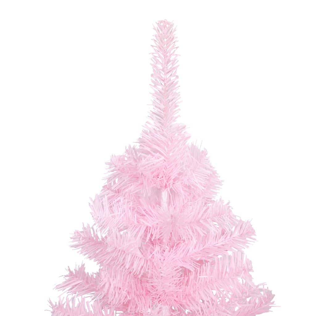 vidaXL Brad Crăciun artificial pre-iluminat cu suport, roz, 210 cm PVC