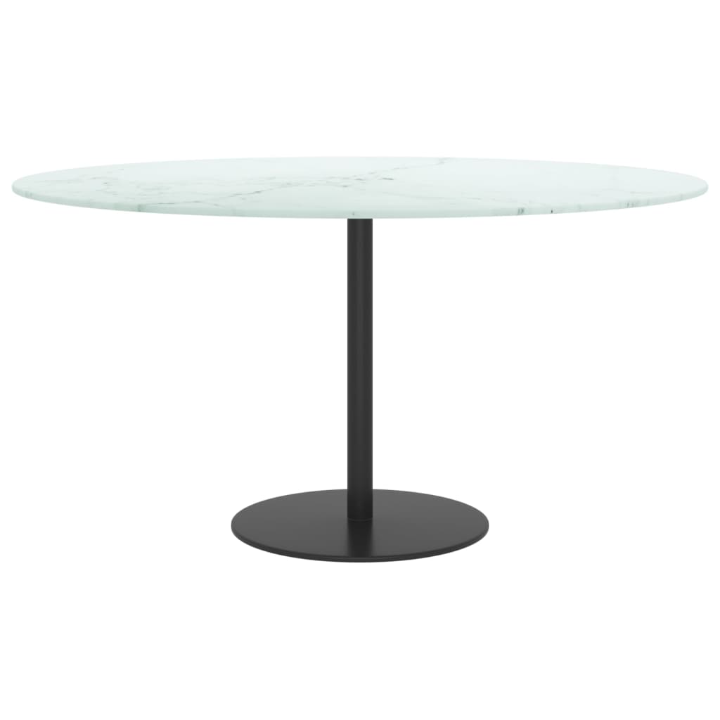 vidaXL Blat masă alb Ø80x1 cm sticlă securizată cu design de marmură