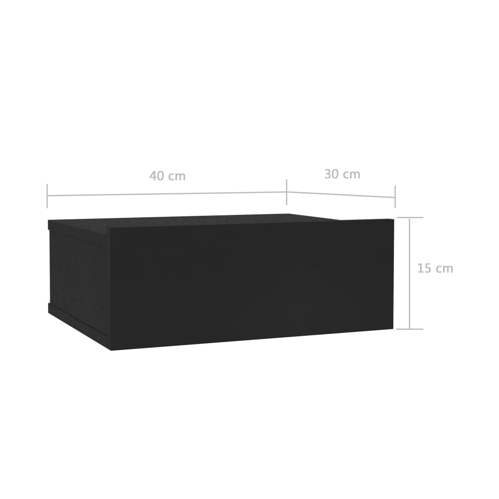 vidaXL Noptieră suspendată, negru, 40x30x15 cm, PAL
