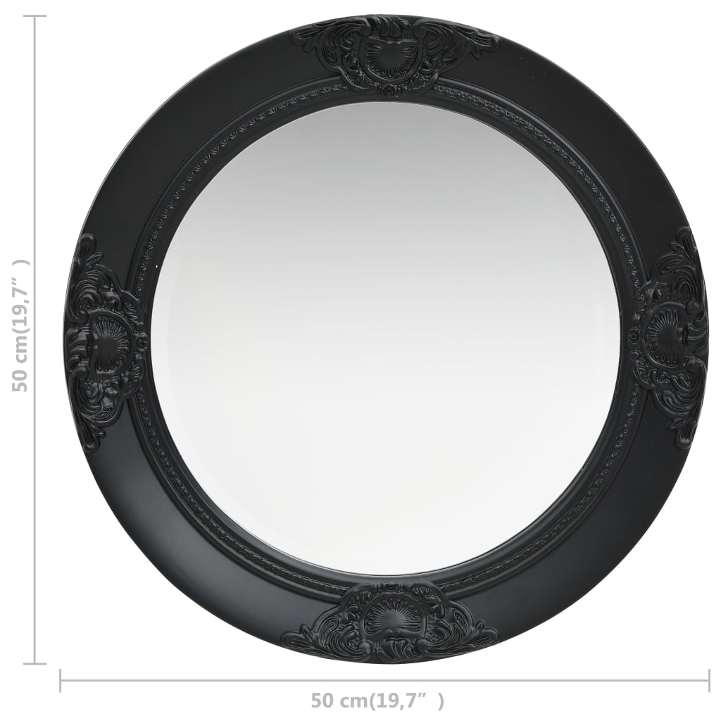 vidaXL Oglindă de perete în stil baroc, negru, 50 cm