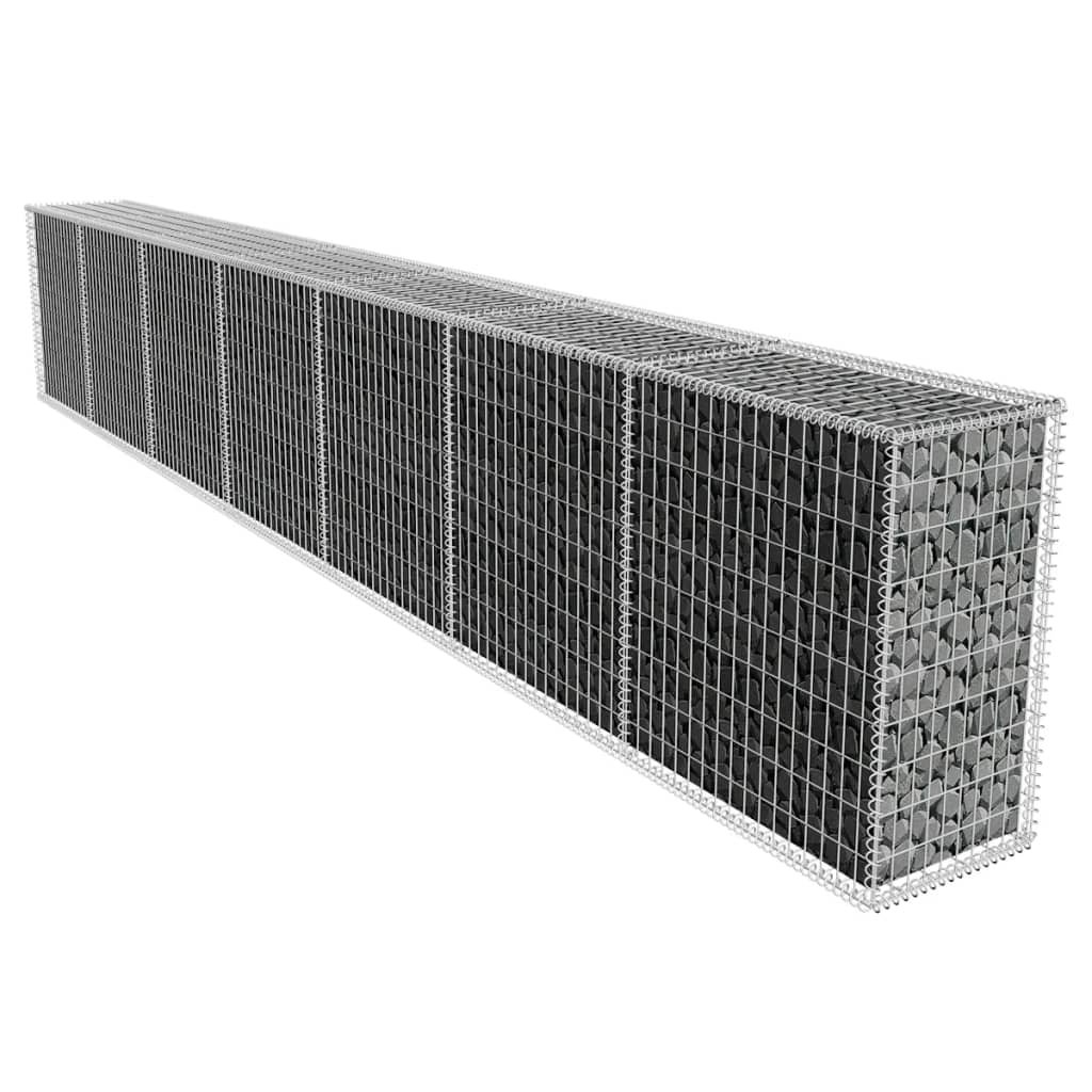 vidaXL Perete gabion cu capac, 600 x 50 x 100 cm, oțel galvanizat