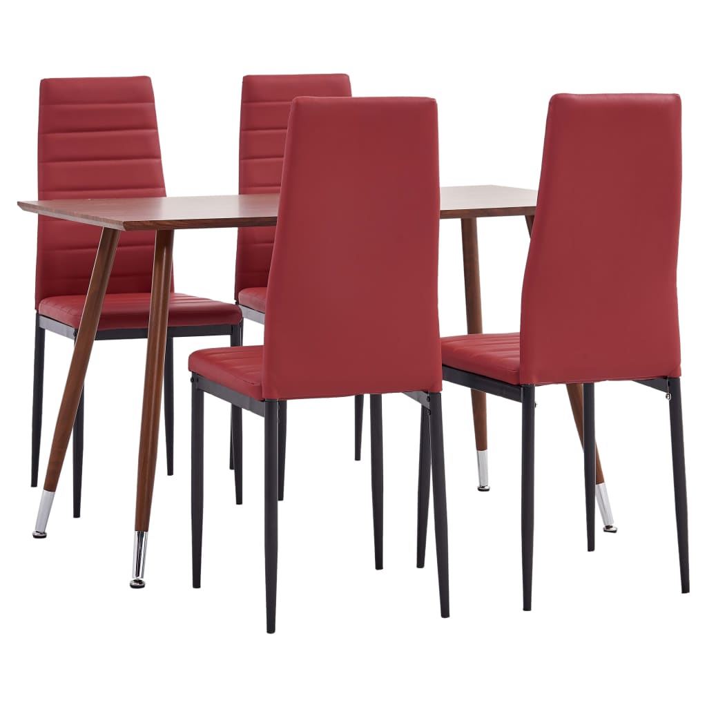 vidaXL Set mobilier de bucătărie, 5 piese, roșu bordo, piele ecologică