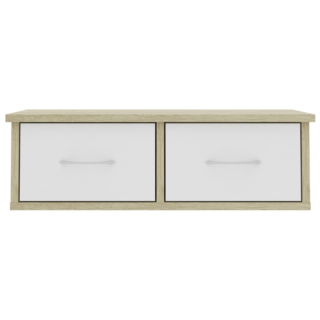 vidaXL Raft de perete cu sertare, alb și stejar, 60x26x18,5 cm, PAL